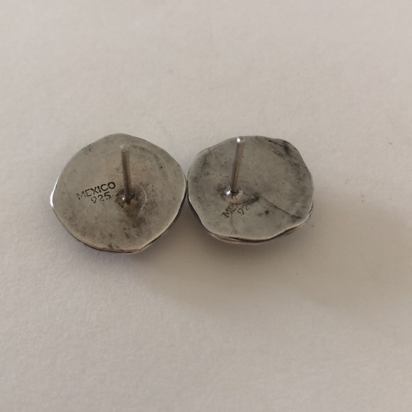 Sterling Silver & Red Stone Post Earrings – Southwestern Style! - Picture 2 of 5